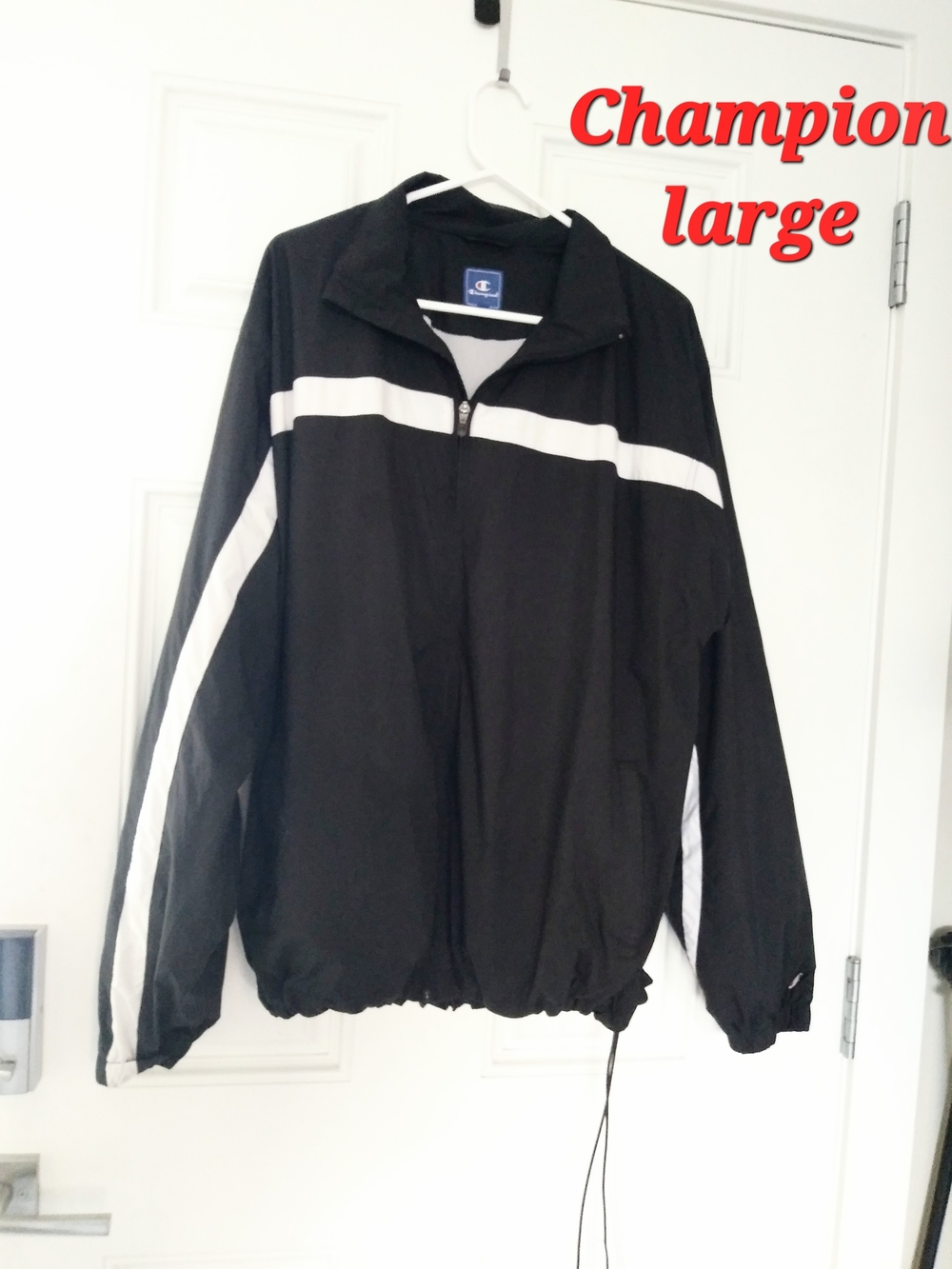 Champion Black and White Full-Zip Windbreaker Jacket